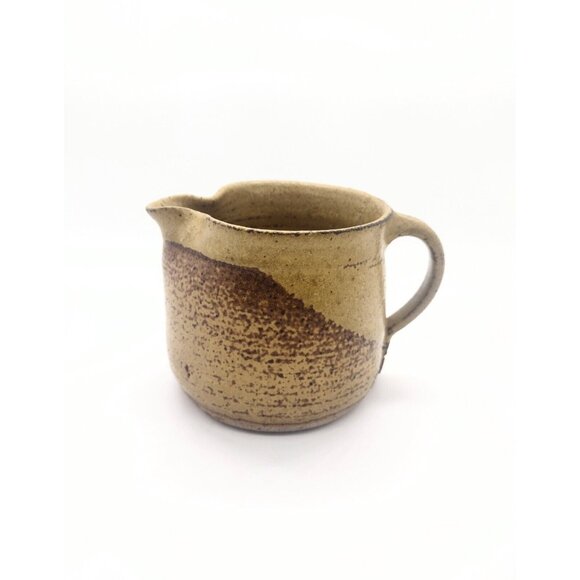 Studio Art Pottery Stoneware Pitcher Creamer Signed TJ Mustard Yellow Dining - Picture 1 of 6